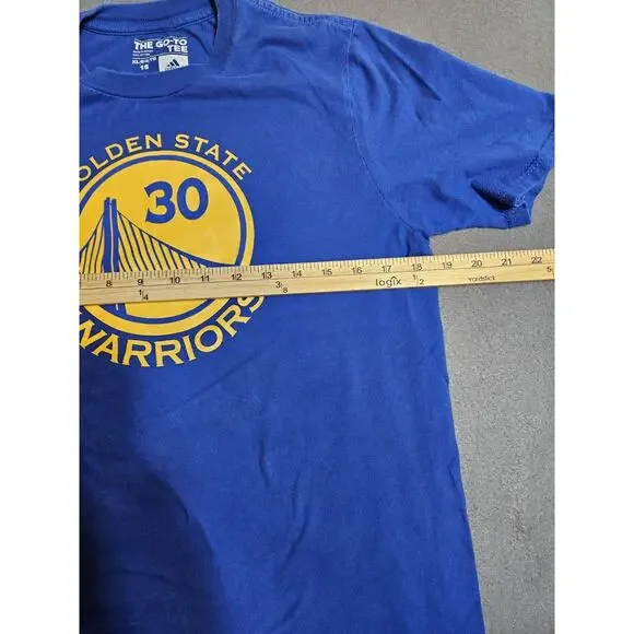 Stephen Curry Shirt Youth XL Blue Yellow Golden State Warriors Adidas NBA - Picture 4 of 7